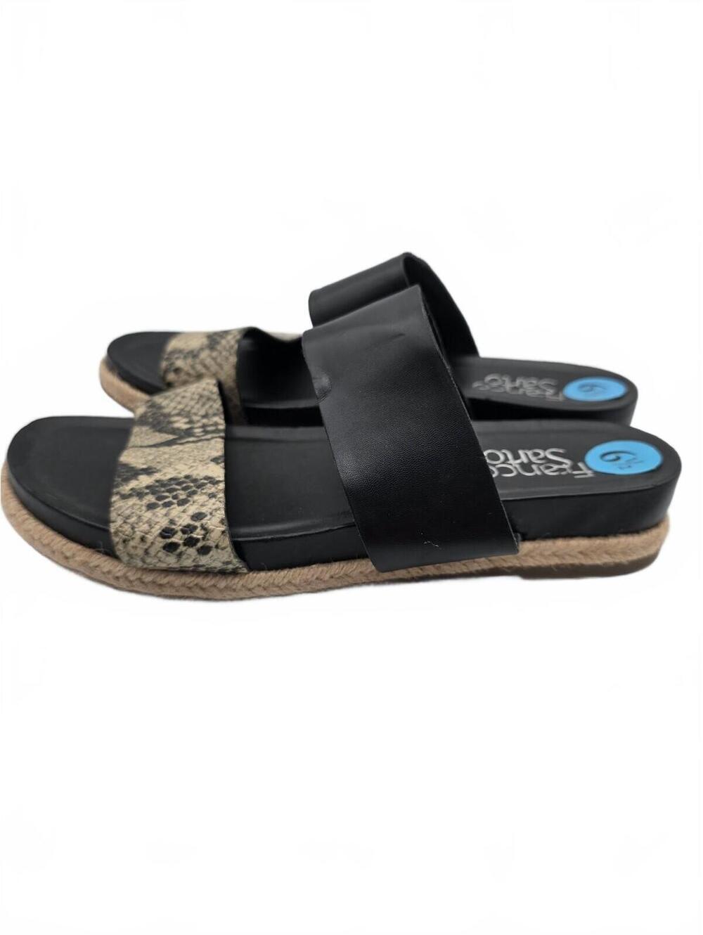 Franco Sarto Womens Sandals Slip On Black Gray Size 6.5 Preppy Minimalist office - Picture 3 of 7